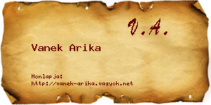 Vanek Arika névjegykártya